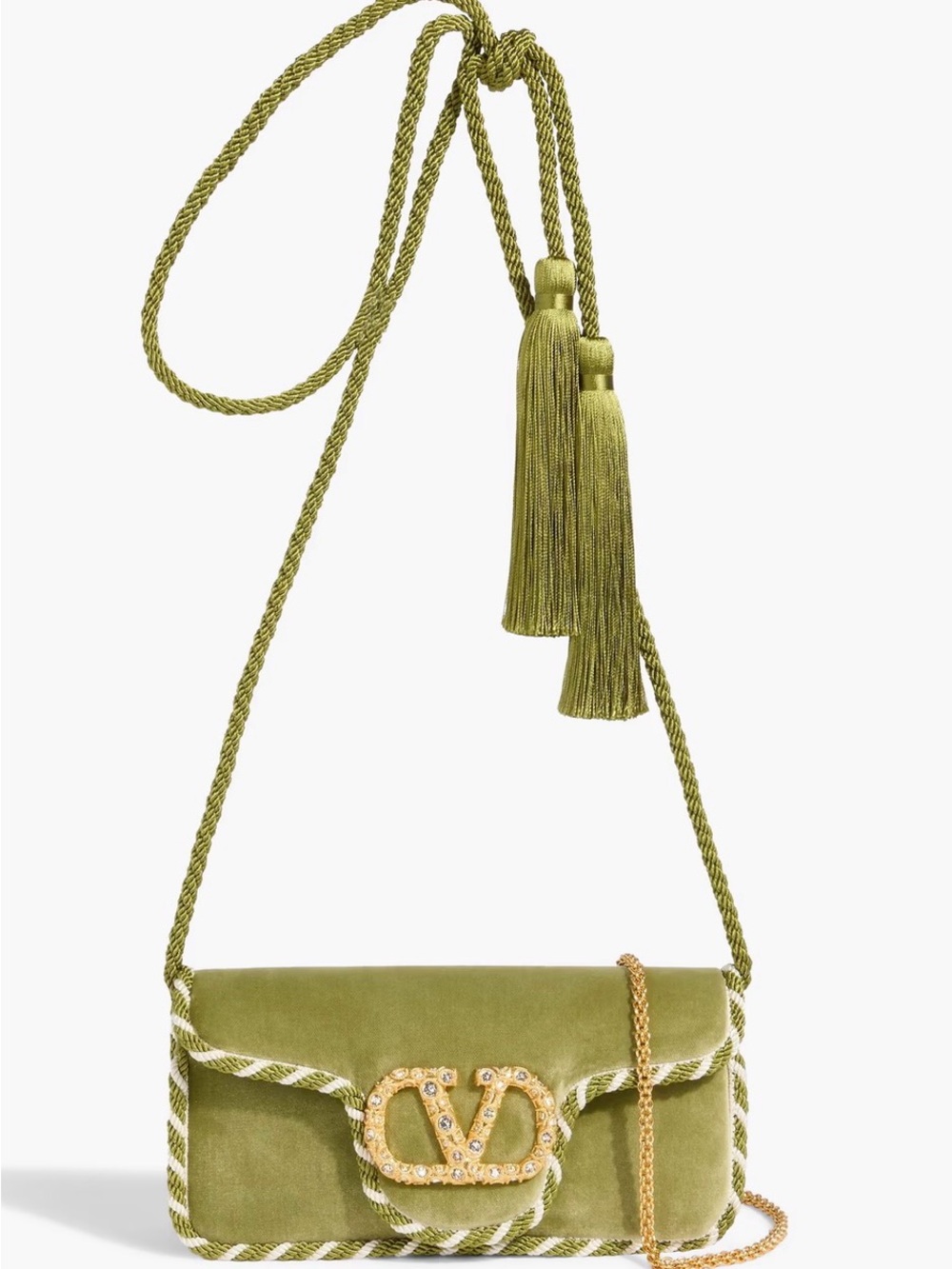 💎💚Valentino Garavani💚💎Locó Embellished Velvet Clutch/Crossbody Bag